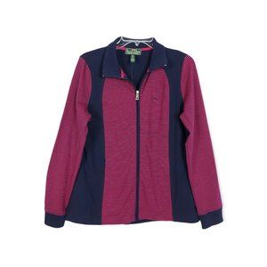 Lauren Ralph Lauren Womens Full Zip Jacket Size‎ L Pink Blue Stripe Active NWT